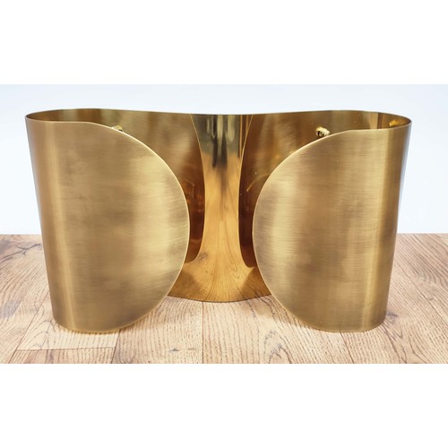 635 - PAOLO MOSCHINO ISSEY WALL SCONCES, 21cm x 37cm, a set of seven, polished brass finish. (7)