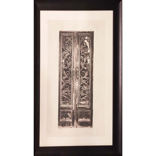 634 - PAOLO MOSCHINO PRINTS OF DOORS, a set of two, framed and glazed, 100.5cm x 76cm. (2)