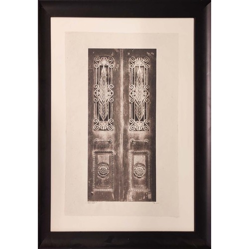 634 - PAOLO MOSCHINO PRINTS OF DOORS, a set of two, framed and glazed, 100.5cm x 76cm. (2)