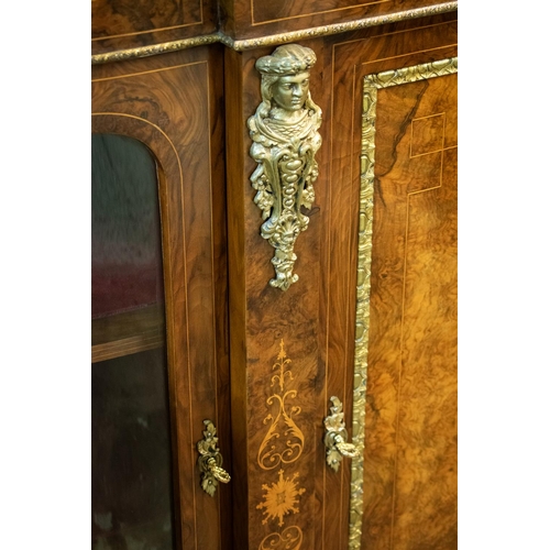 287 - CREDENZA, 171cm x 42cm x 111cm H, Victorian design burr walnut with gilt metal mounts, inlaid detail... 