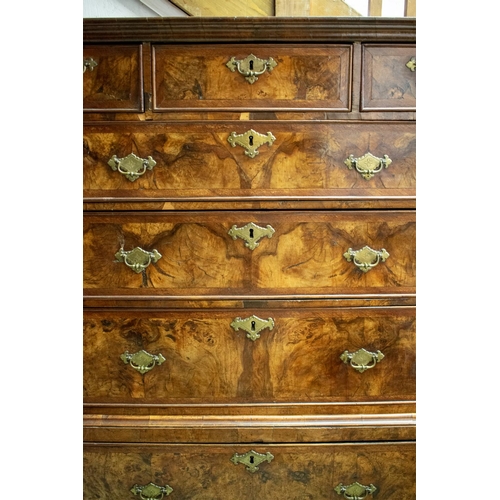 342 - CHEST ON STAND, early 18th century Queen Anne walnut and oak, 165cm H x 105cm W x 58cm D, with three... 