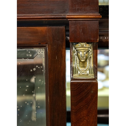 370 - DRESSING TABLE, 107cm W x 50cm D, late 19th century Empire Revival mahogany with mirror above Egypti... 