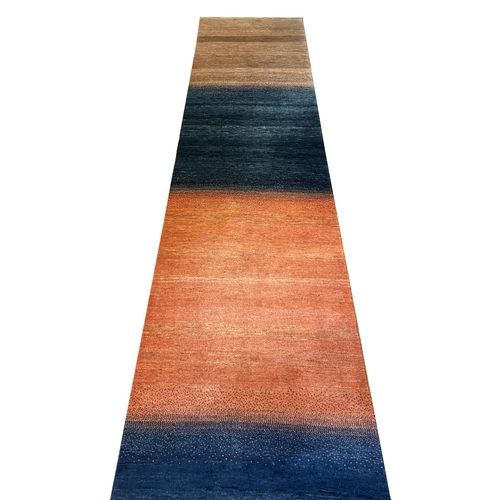 199 - CONTEMPORARY GABBEH RUNNER, 630cm x 77cm.