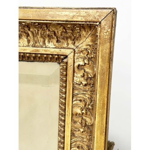 253 - WALL MIRROR, late 19th century French giltwood and gesso with crest and bevelled mirror, 95cm H x 74... 