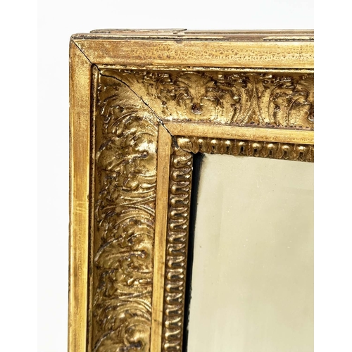 253 - WALL MIRROR, late 19th century French giltwood and gesso with crest and bevelled mirror, 95cm H x 74... 