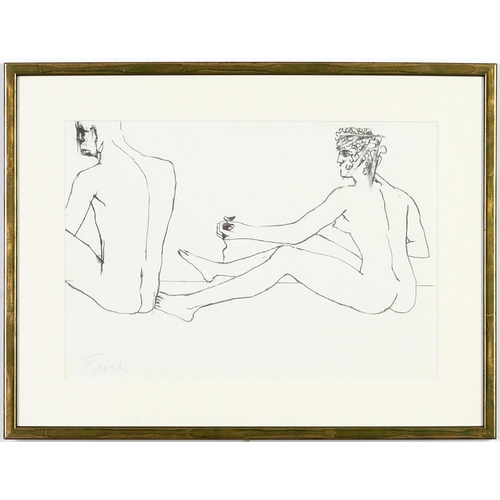 177 - ELISABETH FRINK, Two Seated Men, hand signed, original lithograph. Edition: 250, printed at Curwen S... 