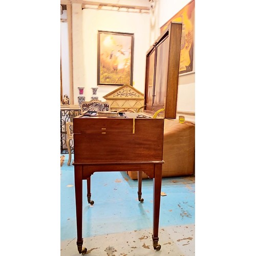 369 - MAPLE & CO FOLDING DRESSING TABLE, early 20th century mahogany, 70cm W x 95cm H x 51cm D, bears Mapl... 