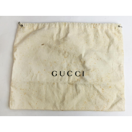 89 - GUCCI VINTAGE POCHETTE BAG, monogrammed canvas with red top leather handle and trims, top zippered c... 