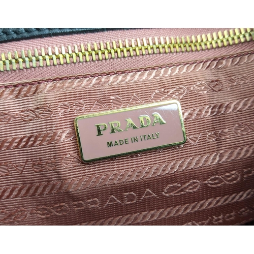 90 - PRADA VINTAGE FIOCCO BOW HANDBAG, nylon body with top leather handles, gold tone hardware and front ... 