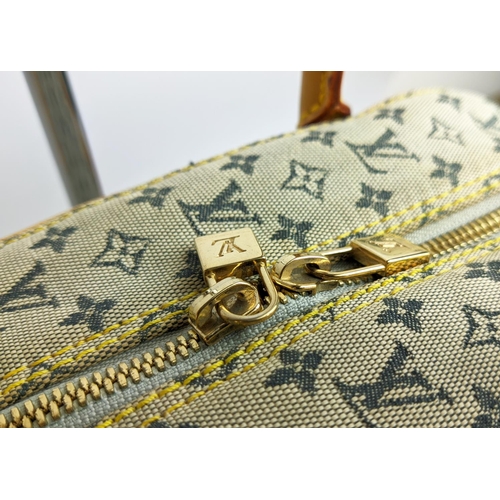 93 - LOUIS VUITTON MARIE BAG, blue monogrammed canvas with leather top handles and trims, zippered top cl... 