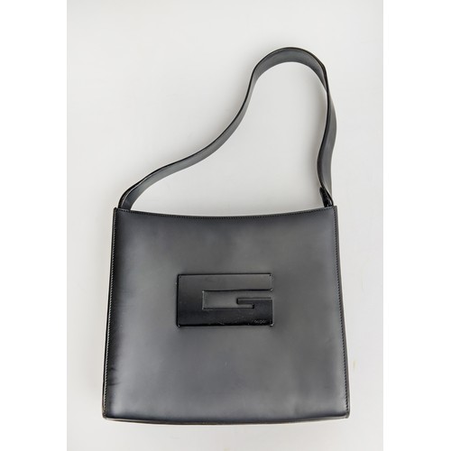 99 - GUCCI TOTE BAG, leather with leather single top handle, front iconic G logo in black, top zippered c... 