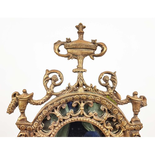 374 - A GILDED WALL MIRROR, in the neo-classical style, 93cm H x 39cm W.