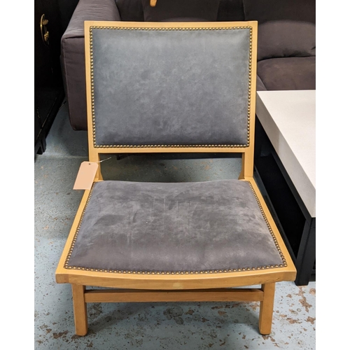 307 - LOUNGE CHAIR, 1960's Danish style grey fabric upholstery, studded detail, 64cm W.