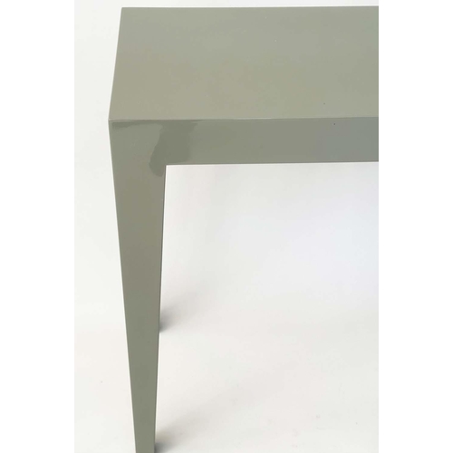 462 - CONSOLE TABLE, 'Anglesey' light grey lacquered rectangular with tapering support, 95cm W x 35cm D x ... 