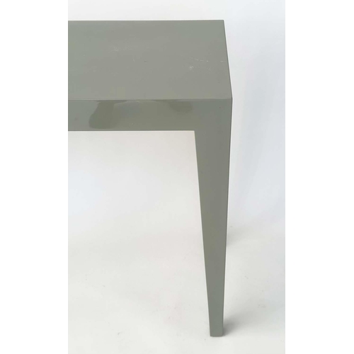 462 - CONSOLE TABLE, 'Anglesey' light grey lacquered rectangular with tapering support, 95cm W x 35cm D x ... 