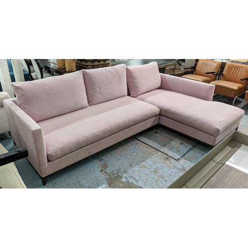 646 - CAMERICH CORNER SOFA, in a pink fabric, approx 190cm deep by 285cm wide