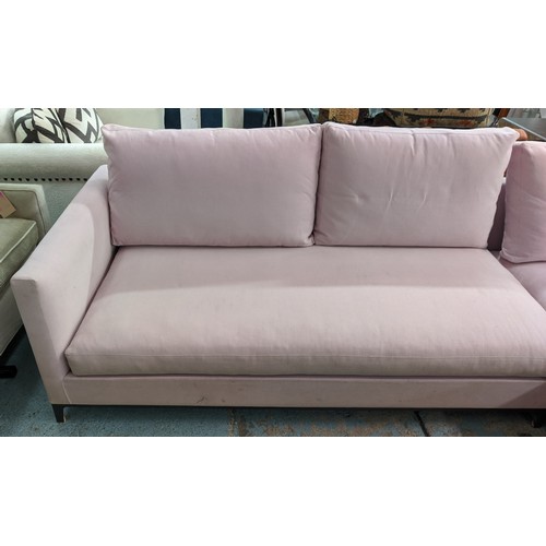 646 - CAMERICH CORNER SOFA, in a pink fabric, approx 190cm deep by 285cm wide