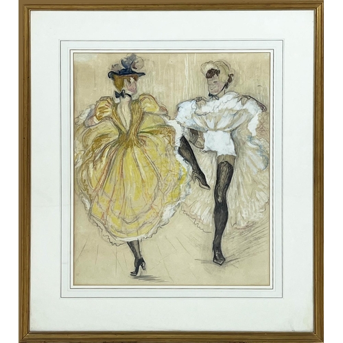 126 - MARY VIOLA PATTERSON (1899-1981) 'Dancers at the Moulin Rouge', pencil and watercolour on watermark ... 