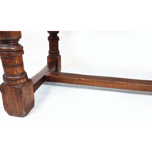 346 - ELIZABETHAN STYLE OAK REFECTORY DINING TABLE, 75cm H x 183cm W x 71cm D.