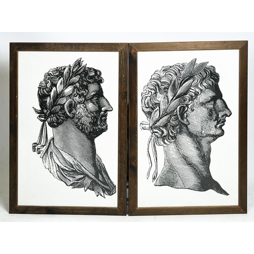 39 - AFTER THE ANTIQUE, 'Portraits of Emperors Hadrian and Claudius', screenprint on textile, 74cm x 46cm... 