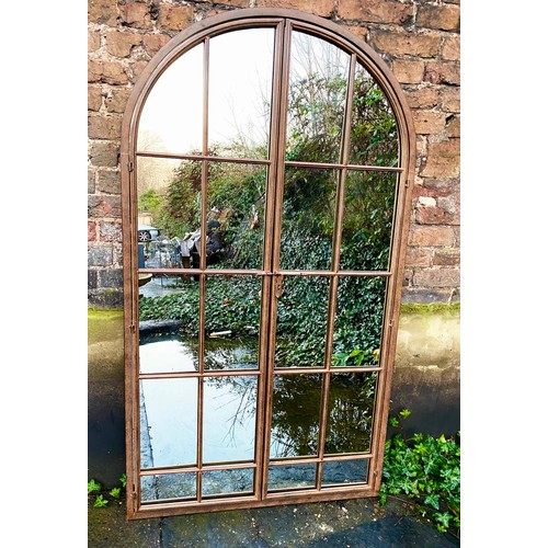 552 - ARCHITECTURAL GARDEN MIRROR, 170cm high, 90cm wide, Georgian style, gated design.