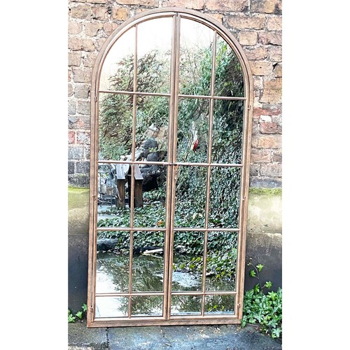 552 - ARCHITECTURAL GARDEN MIRROR, 170cm high, 90cm wide, Georgian style, gated design.