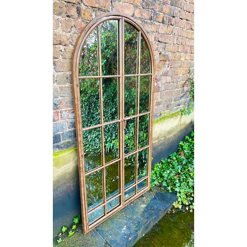 552 - ARCHITECTURAL GARDEN MIRROR, 170cm high, 90cm wide, Georgian style, gated design.