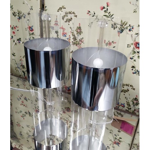 489 - TABLE LAMPS, a pair, vintage 1970's, 59cm H, Perspex with polished metal shades. (2)