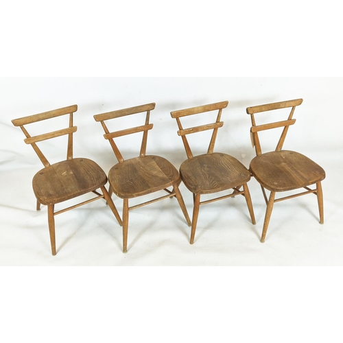 144 - CHILDREN'S CHAIRS, French, a set of four, with elm seats, each 36cm W x 65cm H. (4)