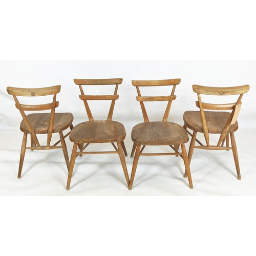 144 - CHILDREN'S CHAIRS, French, a set of four, with elm seats, each 36cm W x 65cm H. (4)