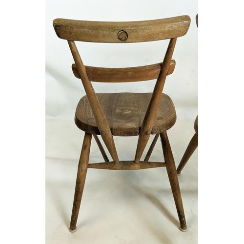 144 - CHILDREN'S CHAIRS, French, a set of four, with elm seats, each 36cm W x 65cm H. (4)