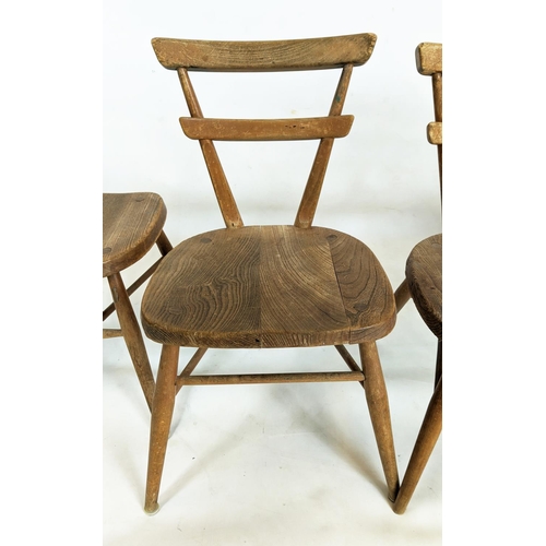 144 - CHILDREN'S CHAIRS, French, a set of four, with elm seats, each 36cm W x 65cm H. (4)