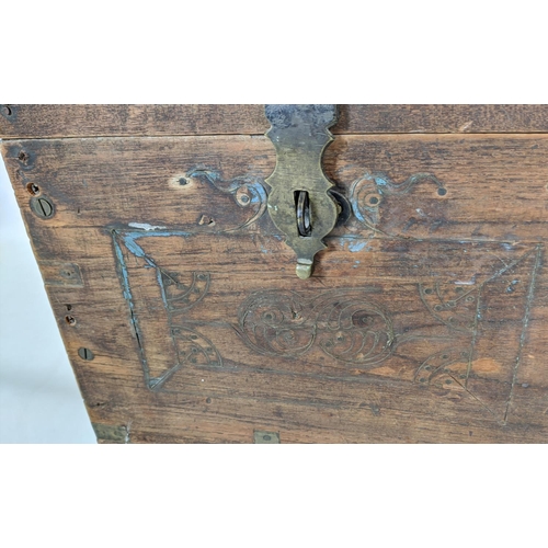 146 - CHINESE WOODEN CHEST, with a fitted interior apparently a make up chest, 61cm W x 37cm D x 43cm H, f... 