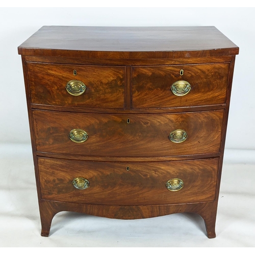 147 - BOWFRONT CHEST, 91cm high, 84cm wide, 51cm deep, Regency mahogany of four drawers.