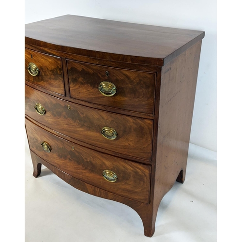 147 - BOWFRONT CHEST, 91cm high, 84cm wide, 51cm deep, Regency mahogany of four drawers.