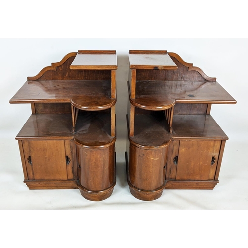 151 - BEDSIDE CABINETS, a pair, Art Deco walnut, each  with two doors, 56cm W x 79cm H x 43cm D. (2)