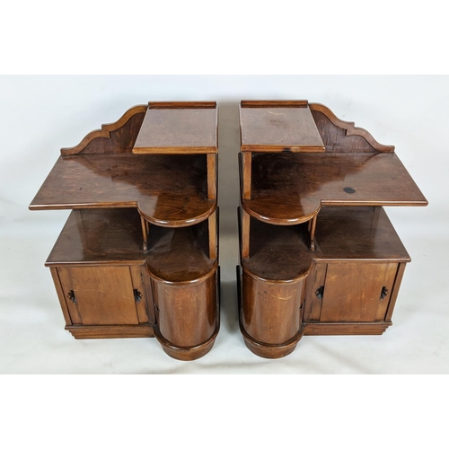 151 - BEDSIDE CABINETS, a pair, Art Deco walnut, each  with two doors, 56cm W x 79cm H x 43cm D. (2)