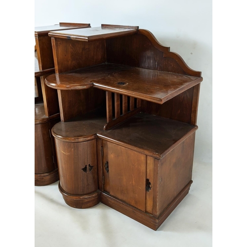 151 - BEDSIDE CABINETS, a pair, Art Deco walnut, each  with two doors, 56cm W x 79cm H x 43cm D. (2)