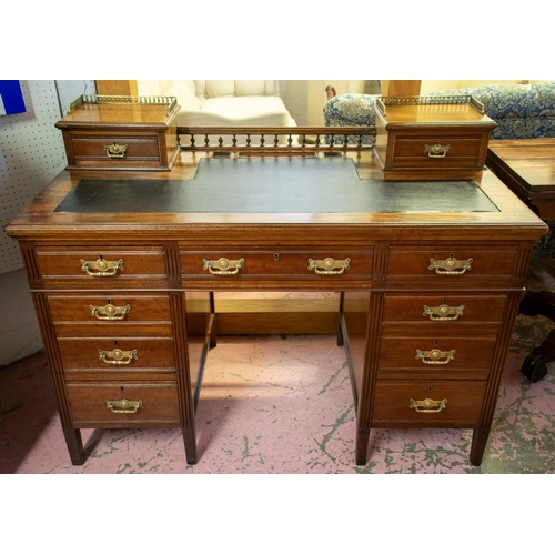 203 - PEDESTAL DESK, 92cm H x 122cm W x 65cm D, Victorian mahogany, circa 1880, with black leatherette top... 