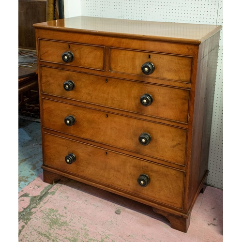 279 - CHEST, 103cm H x 95cm W x 47cm D, 19th century mahogany of five drawers with ebonised handles.