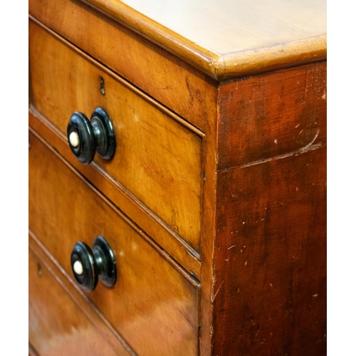 279 - CHEST, 103cm H x 95cm W x 47cm D, 19th century mahogany of five drawers with ebonised handles.