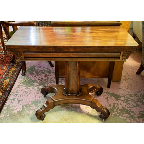 281 - CARD TABLE, 74cm H x 92cm W x 46cm D, George IV mahogany, circa 1830 with green baize hinged top.