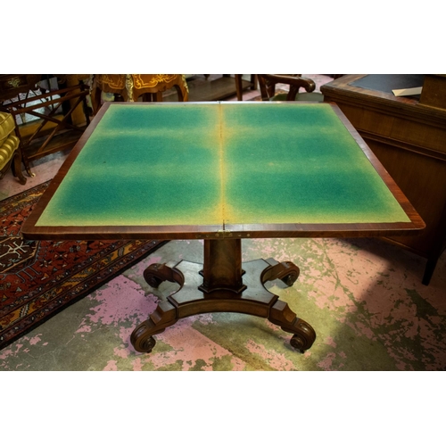 281 - CARD TABLE, 74cm H x 92cm W x 46cm D, George IV mahogany, circa 1830 with green baize hinged top.