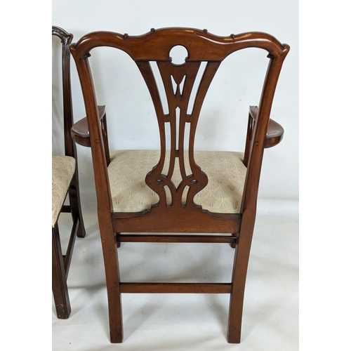 383 - DINING CHAIRS, a set of ten, Georgian style, including two carvers, carved mahogany, carvers each 62... 