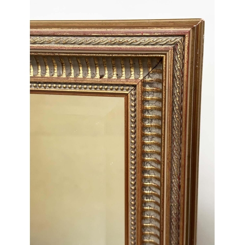 110 - WALL MIRROR, Georgian style rectangular giltwood with fluted frame and bevelled mirror plate, 135cm ... 