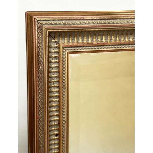 110 - WALL MIRROR, Georgian style rectangular giltwood with fluted frame and bevelled mirror plate, 135cm ... 