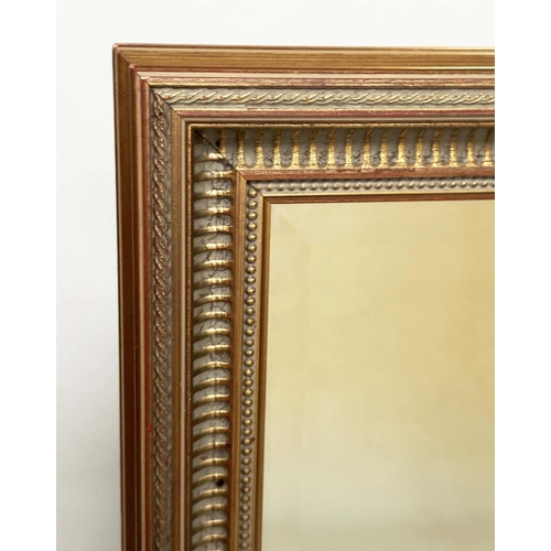 110 - WALL MIRROR, Georgian style rectangular giltwood with fluted frame and bevelled mirror plate, 135cm ... 