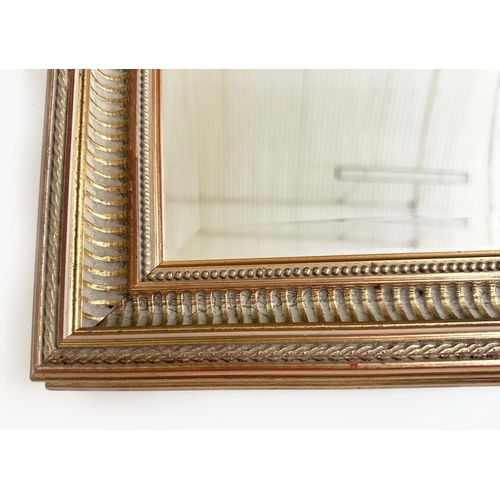 110 - WALL MIRROR, Georgian style rectangular giltwood with fluted frame and bevelled mirror plate, 135cm ... 