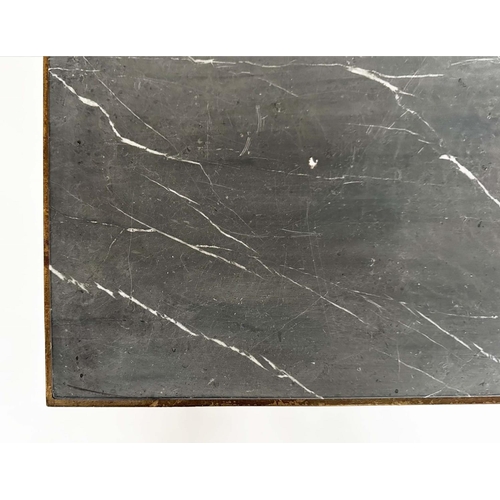 120 - LOW TABLE, early 20th century Spanish rectangular striated fossil marble on wrought iron gilt highli... 