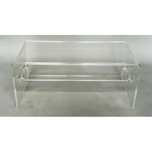 127 - LUCITE LOW TABLE, arched rectangular with undertier, 95cm W x 45cm D x 40cm H.